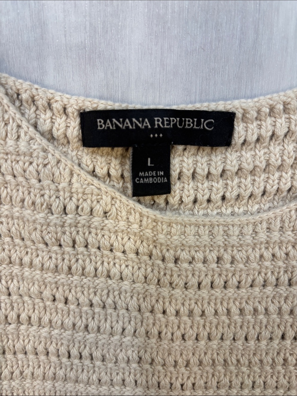 Banana Republic Cream Crochet Halter Dress size Large - Picture 2 of 6